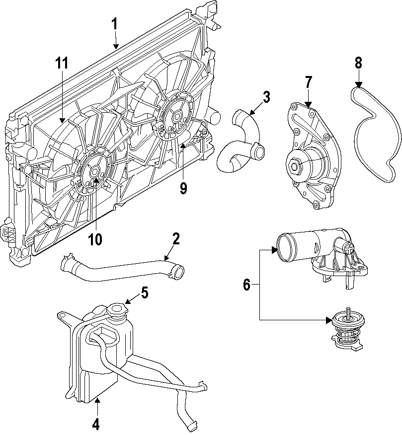 Diagram COOLING SYSTEM. COOLING FAN. RADIATOR. WATER PUMP. for your 2017 Ram ProMaster 3500  Base Extended Cargo Van 