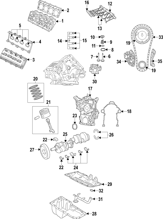 Diagram CAMSHAFT & TIMING. CRANKSHAFT & BEARINGS. CYLINDER HEAD & VALVES. LUBRICATION. MOUNTS. PISTONS. RINGS & BEARINGS. for your Dodge Mini Ram  