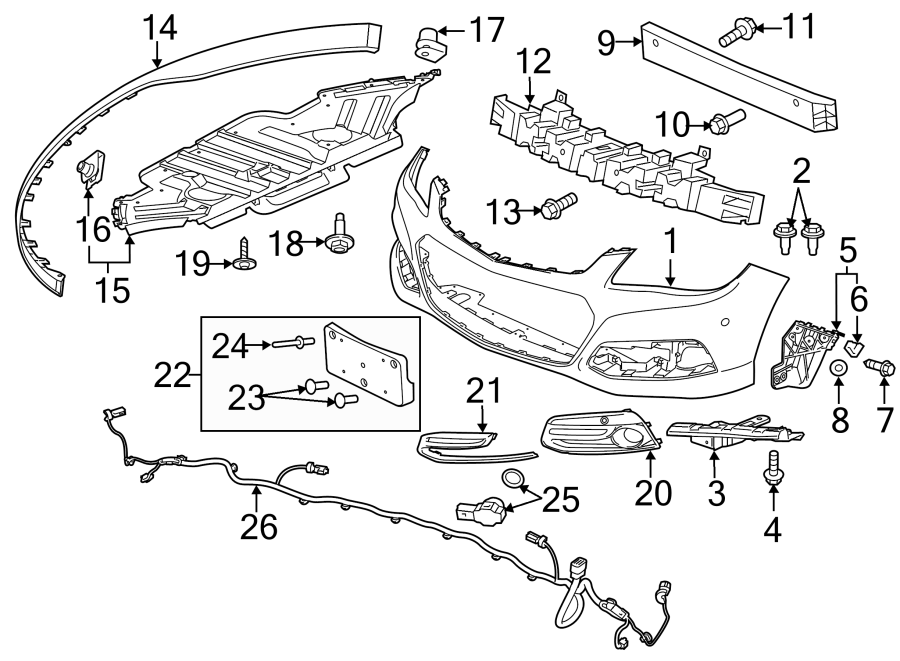 Diagram FRONT BUMPER & GRILLE. BUMPER & COMPONENTS. for your 2020 Chevrolet Spark   