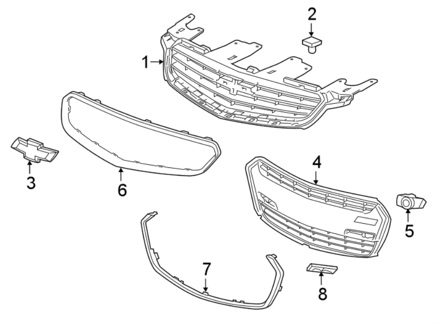 1FRONT BUMPER & GRILLE. GRILLE & COMPONENTS.https://images.simplepart.com/images/parts/motor/fullsize/CS14009.png