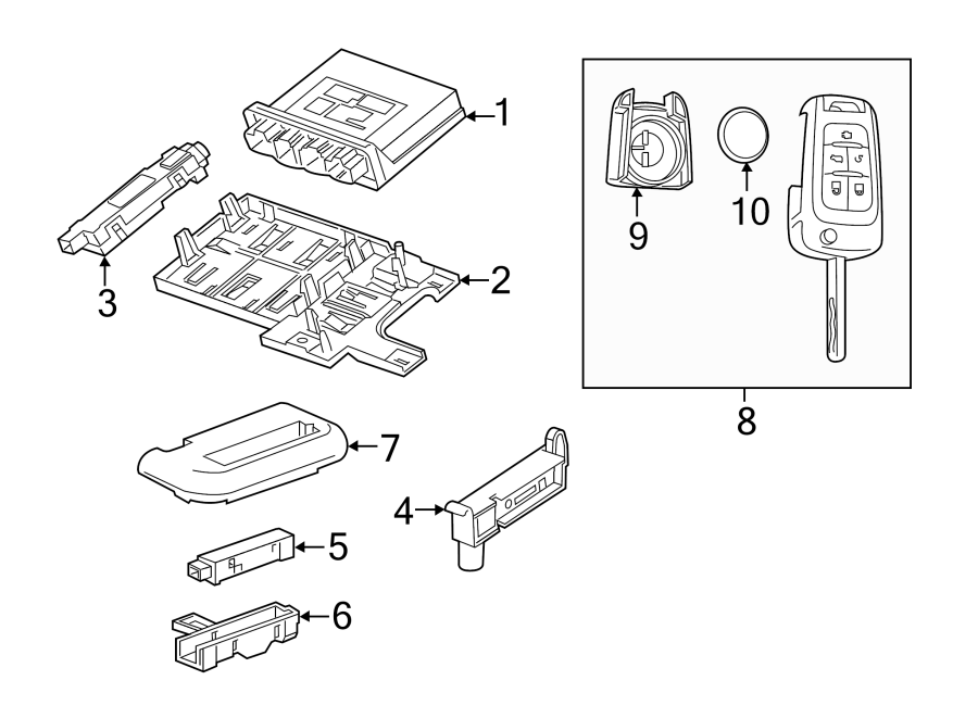 Diagram KEYLESS ENTRY COMPONENTS. for your 2020 Chevrolet Spark  LS Hatchback 