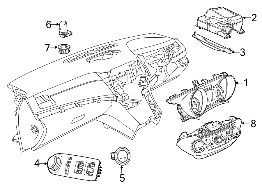 Diagram INSTRUMENT PANEL. CLUSTER & SWITCHES. for your 2020 Chevrolet Spark   