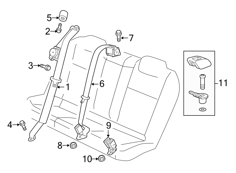 Diagram RESTRAINT SYSTEMS. REAR SEAT BELTS. for your 2005 Chevrolet Impala   