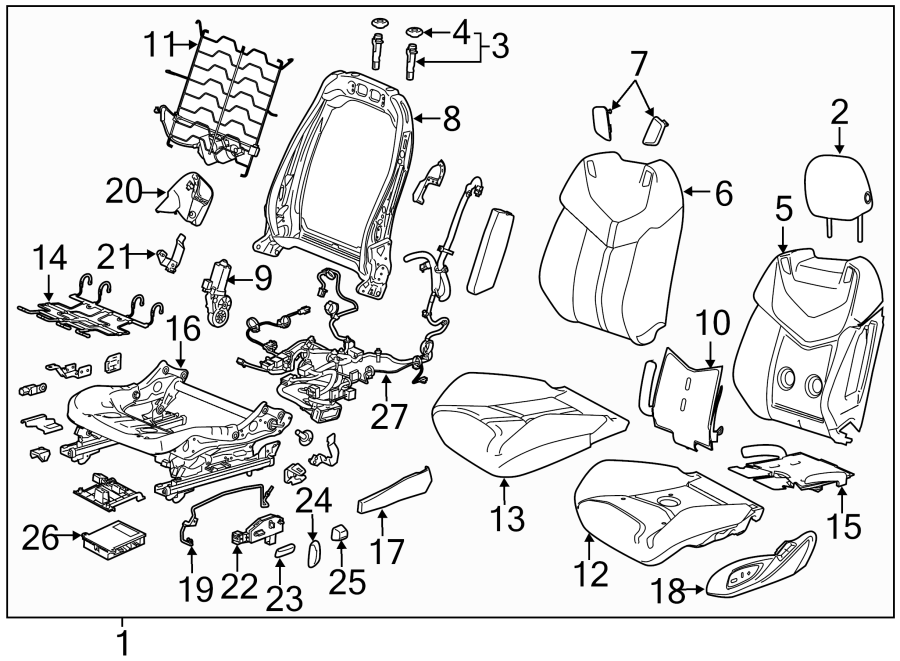 SEATS & TRACKS. DRIVER SEAT COMPONENTS. Diagram