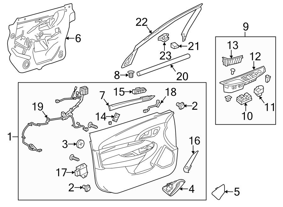 Diagram FRONT DOOR. INTERIOR TRIM. for your Chevrolet