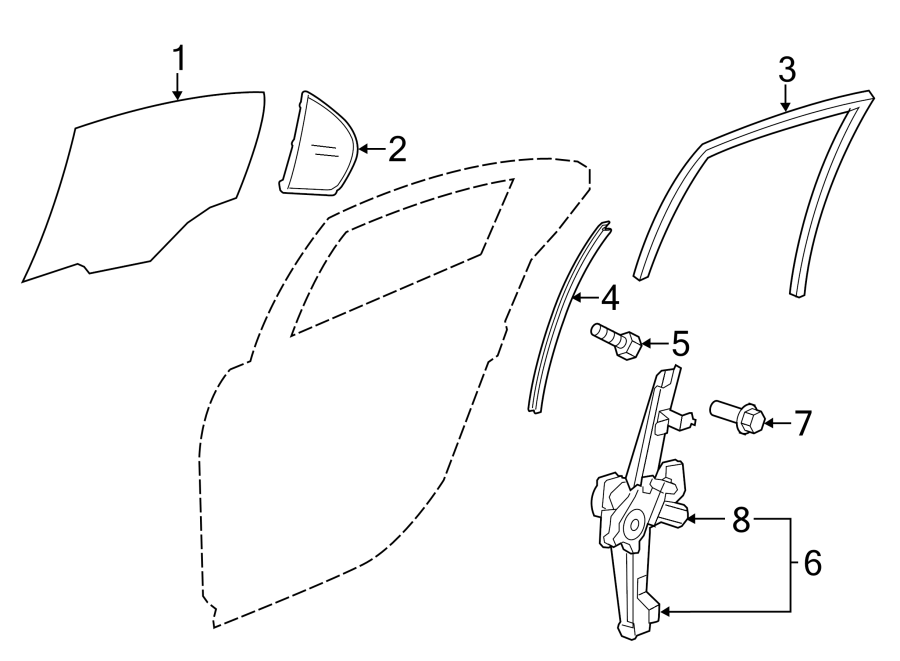 Diagram REAR DOOR. GLASS & HARDWARE. for your 2016 Chevrolet Spark   