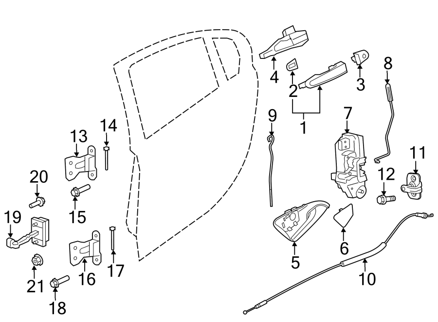 Diagram REAR DOOR. LOCK & HARDWARE. for your Buick Enclave   