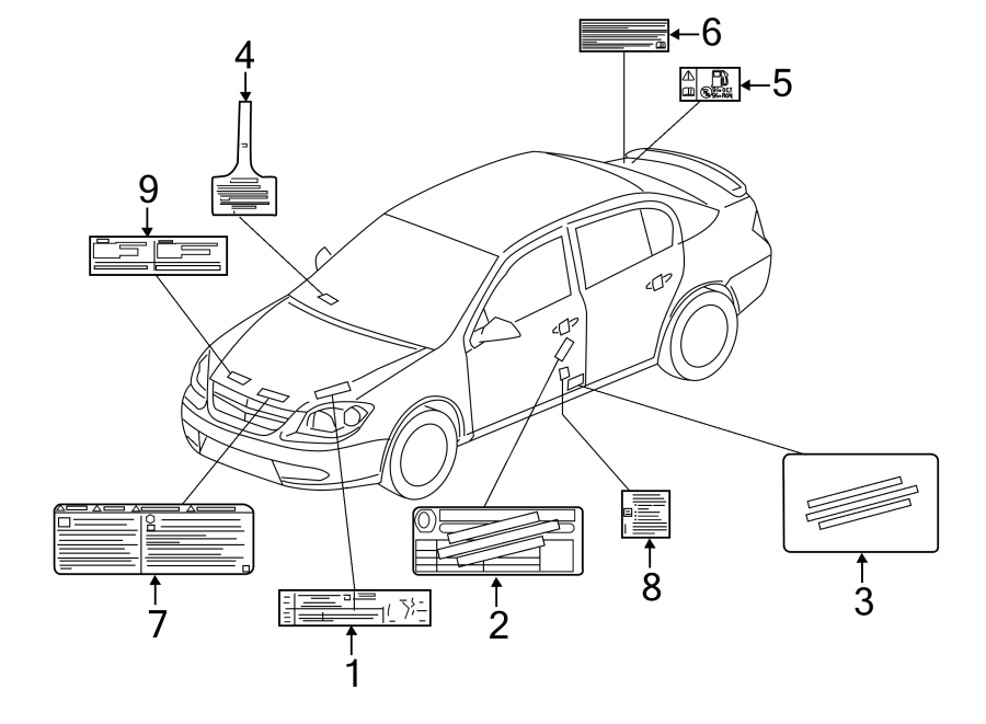 Diagram INFORMATION LABELS. for your 2022 Chevrolet Silverado 1500 LTD LT Trail Boss Crew Cab Pickup Fleetside  