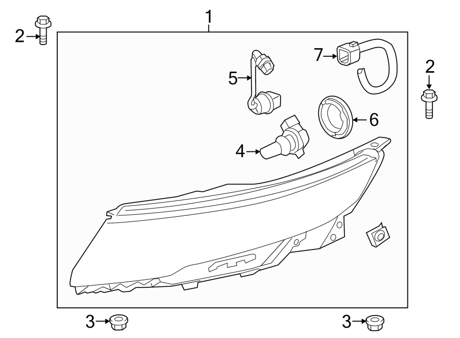 Diagram FRONT LAMPS. HEADLAMP COMPONENTS. for your 2003 GMC Sierra 2500 HD 6.0L Vortec V8 A/T RWD SLE Standard Cab Pickup 