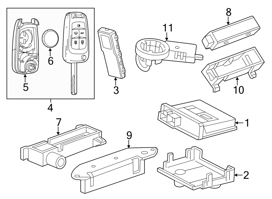 Diagram KEYLESS ENTRY COMPONENTS. for your 2018 Chevrolet Spark   