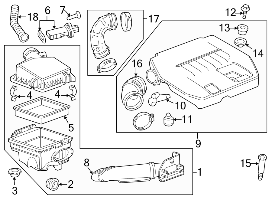 Diagram ENGINE / TRANSAXLE. AIR INTAKE. for your 2017 Chevrolet Spark  LT Hatchback 