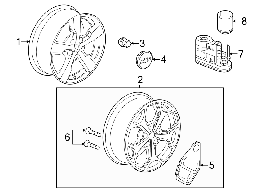 Diagram WHEELS. for your 2022 Chevrolet Camaro LT Coupe 2.0L Ecotec A/T 