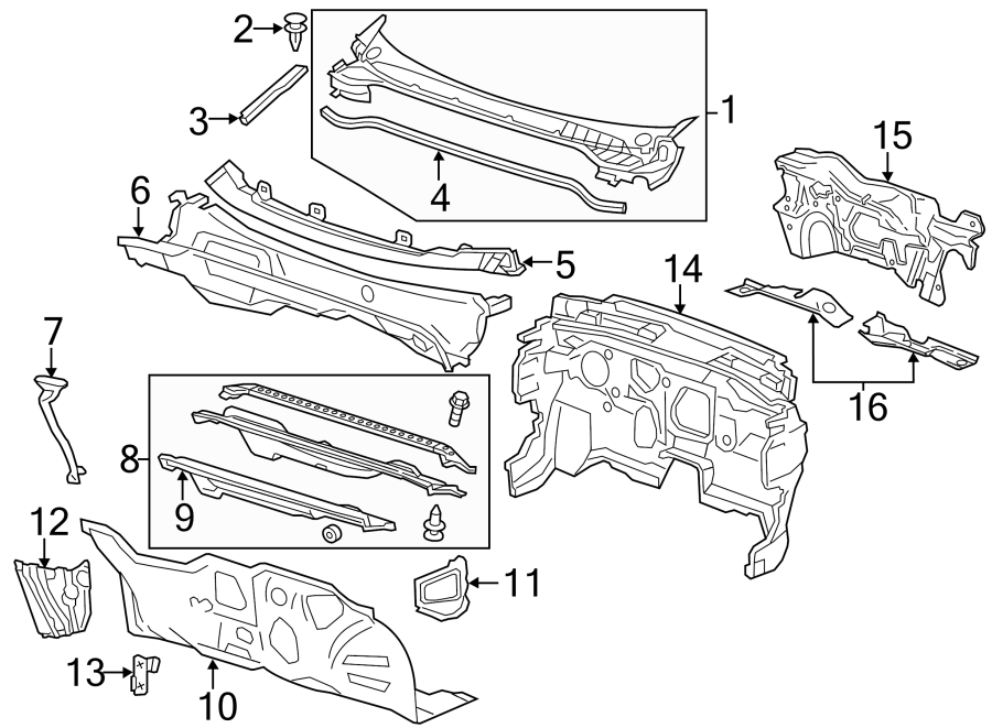 Diagram COWL. for your Chevrolet Celebrity  