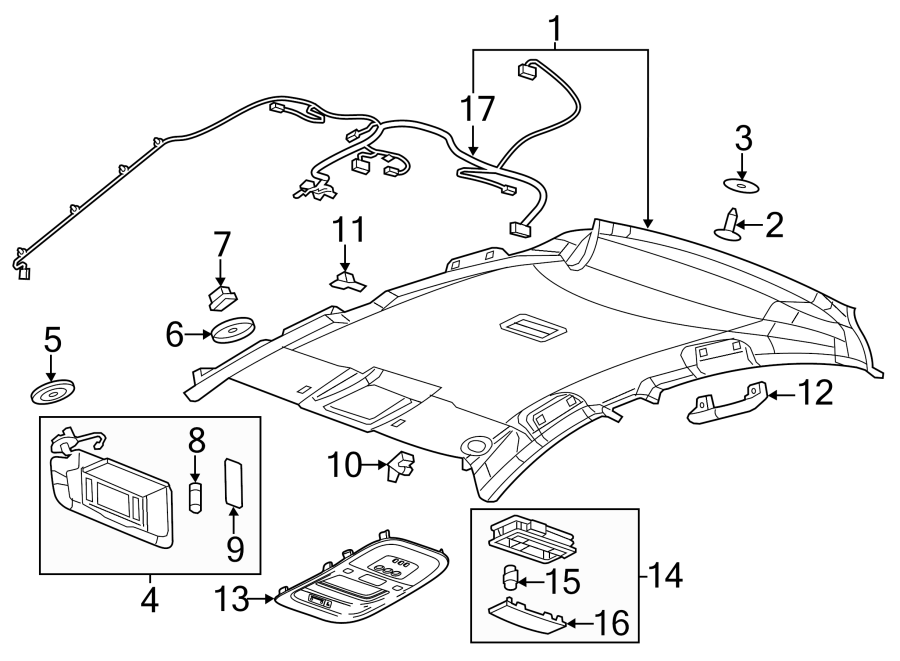 Diagram ROOF. INTERIOR TRIM. for your 2005 Chevrolet Corvette   