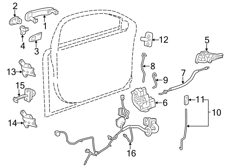 Diagram FRONT DOOR. LOCK & HARDWARE. for your 2016 Chevrolet Cruze Limited LS Sedan 1.8L Ecotec FLEX A/T 