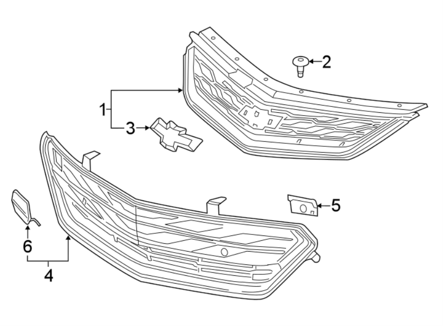 Diagram FRONT BUMPER & GRILLE. GRILLE & COMPONENTS. for your Chevrolet Volt  