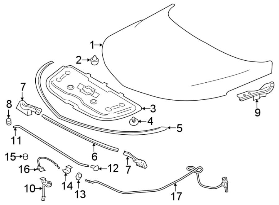 Diagram HOOD & COMPONENTS. for your 2020 Chevrolet Suburban    