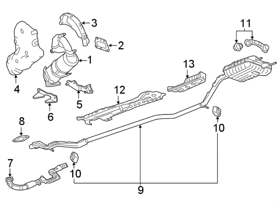 Diagram EXHAUST SYSTEM. EXHAUST COMPONENTS. for your 1992 Chevrolet K3500  Scottsdale Extended Cab Pickup Fleetside 6.5L V8 DIESEL A/T 