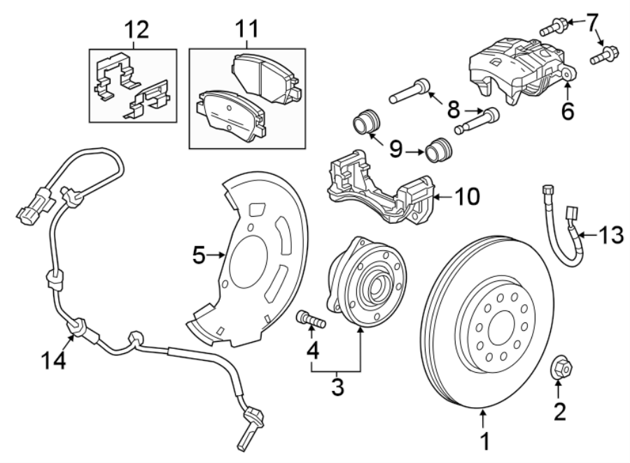 Diagram FRONT SUSPENSION. BRAKE COMPONENTS. for your 2020 Buick Enclave    