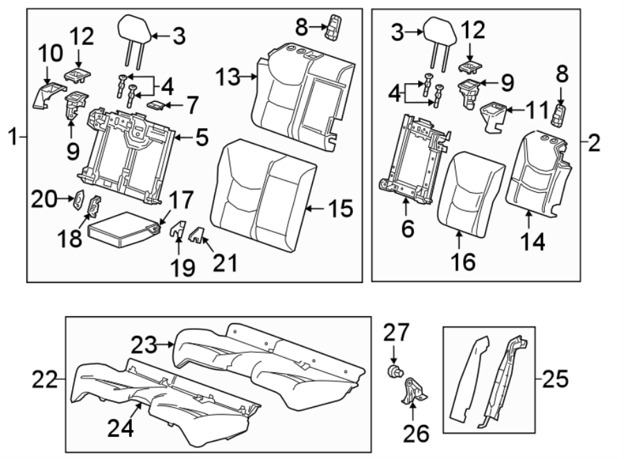 Diagram SEATS & TRACKS. REAR SEAT COMPONENTS. for your 2005 Chevrolet Express 3500   