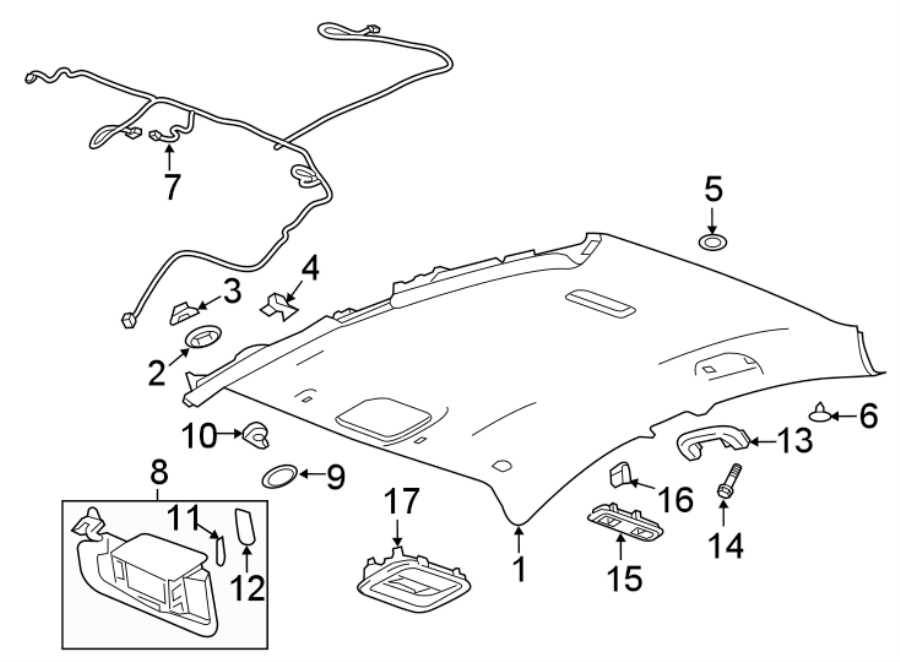 Diagram ROOF. INTERIOR TRIM. for your 1997 Buick Century   