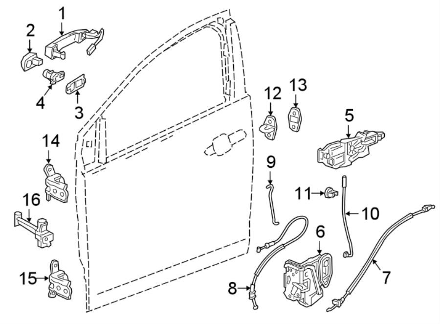 Diagram FRONT DOOR. LOCK & HARDWARE. for your 2019 Chevrolet Volt   