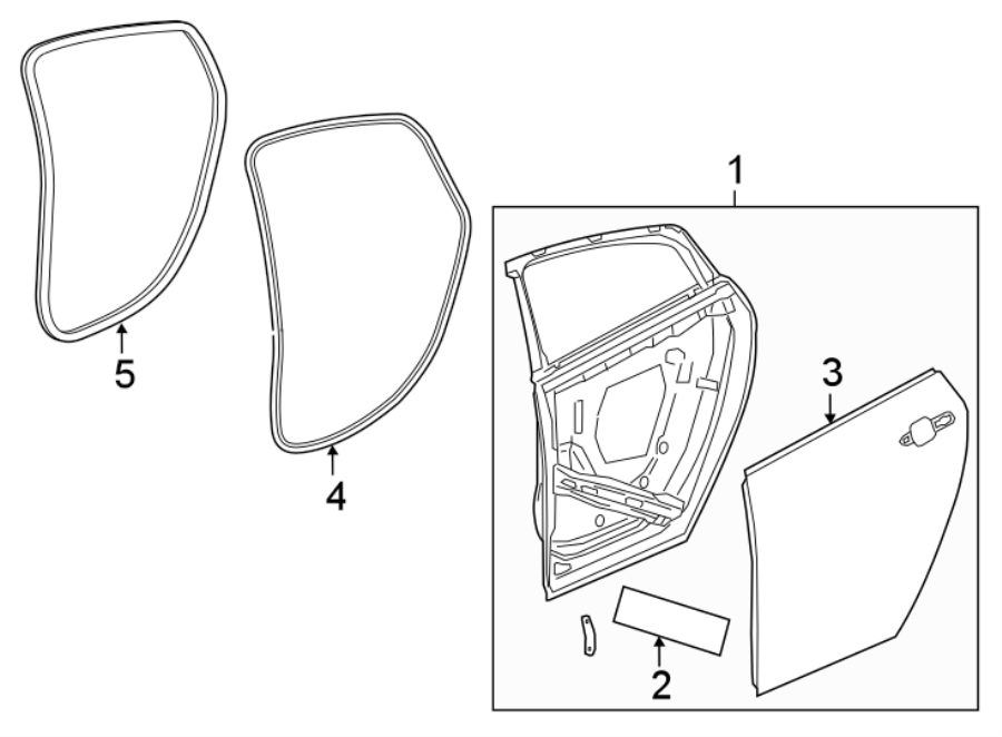 Diagram REAR DOOR. DOOR & COMPONENTS. for your 2021 Buick Enclave    