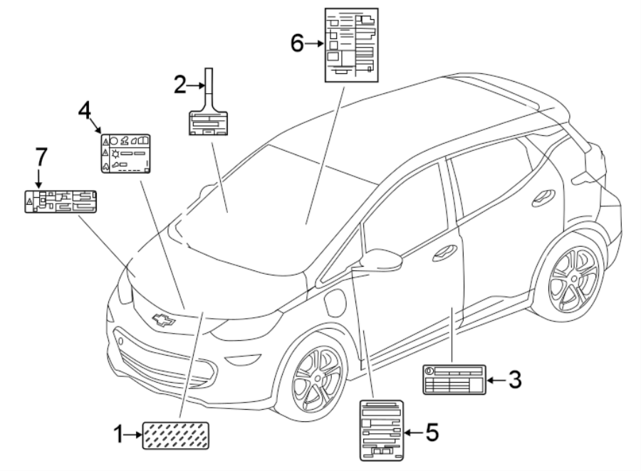 Diagram INFORMATION LABELS. for your Chevrolet Bolt EV  