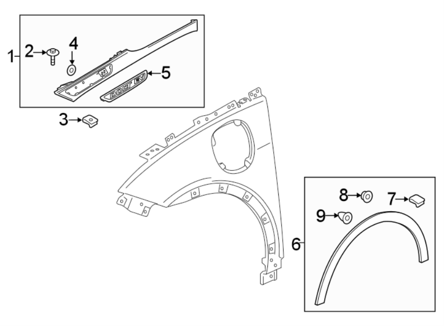 FENDER. EXTERIOR TRIM.