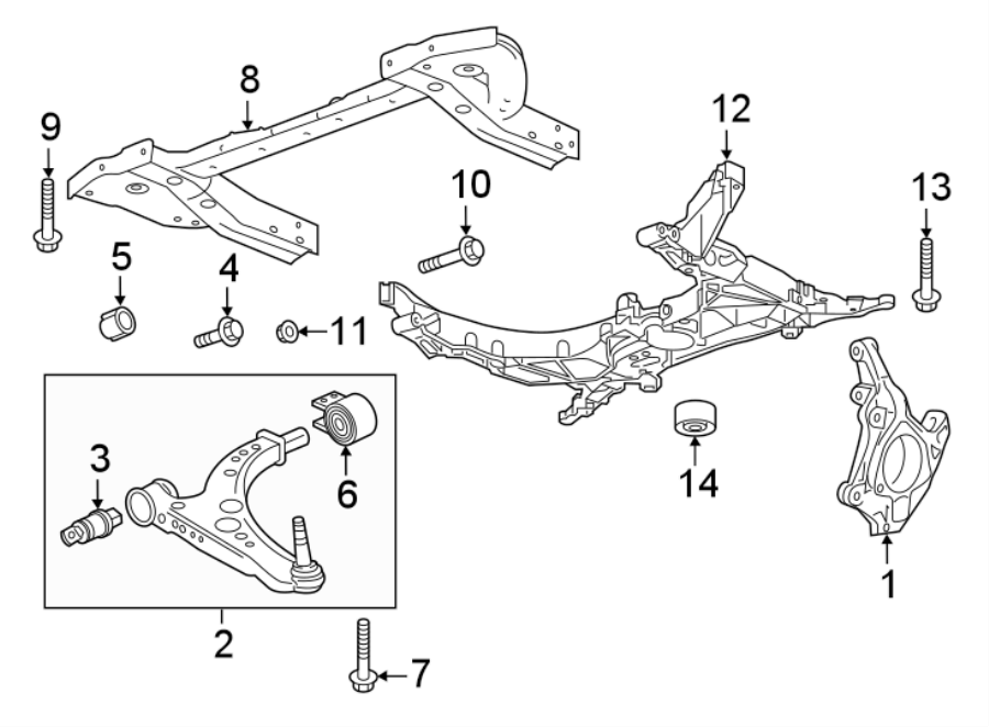 Diagram FRONT SUSPENSION. SUSPENSION COMPONENTS. for your 2021 Chevrolet Equinox  Premier Sport Utility 