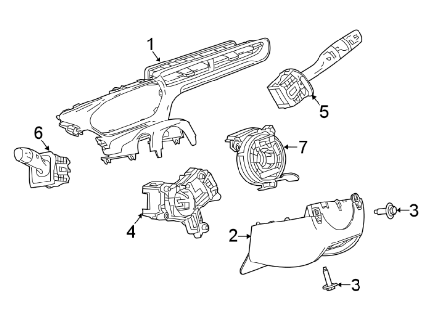 Diagram STEERING COLUMN. SHROUD. SWITCHES & LEVERS. for your Chevrolet Bolt EV  