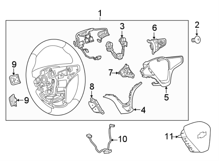 Diagram STEERING WHEEL & TRIM. for your 2021 Chevrolet Traverse    