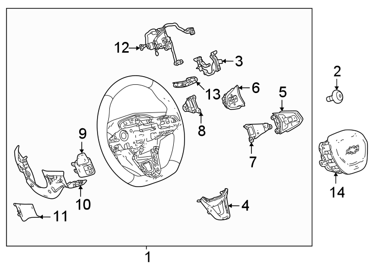 Diagram Steering wheel & trim. for your 2011 Chevrolet Silverado   