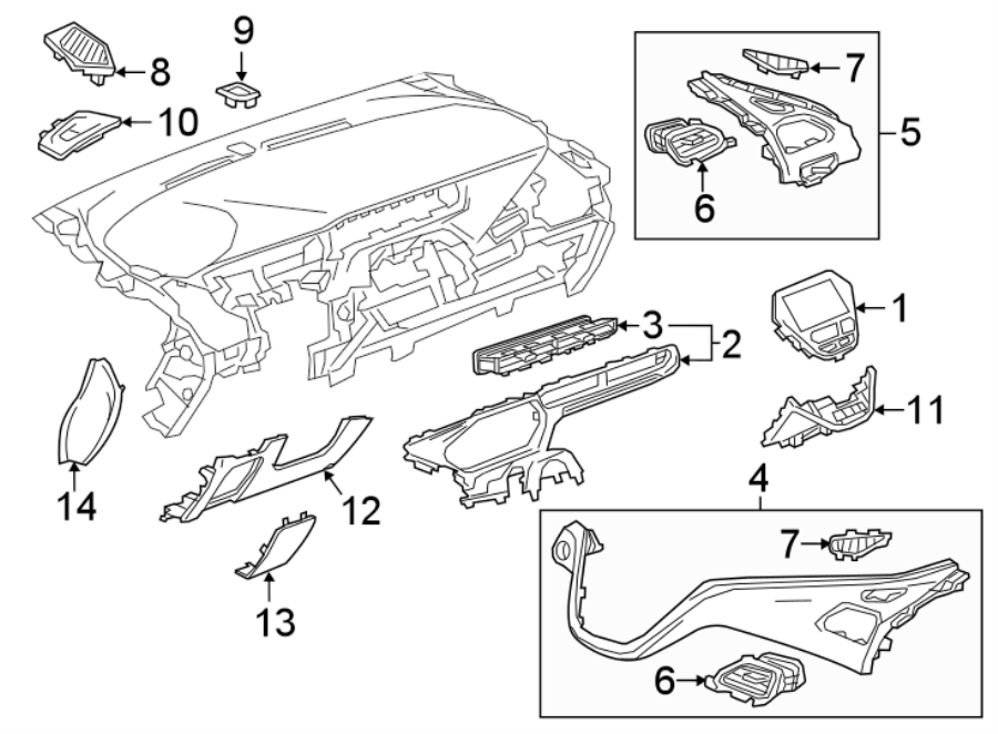 Diagram INSTRUMENT PANEL COMPONENTS. for your 2022 Chevrolet Bolt EV   