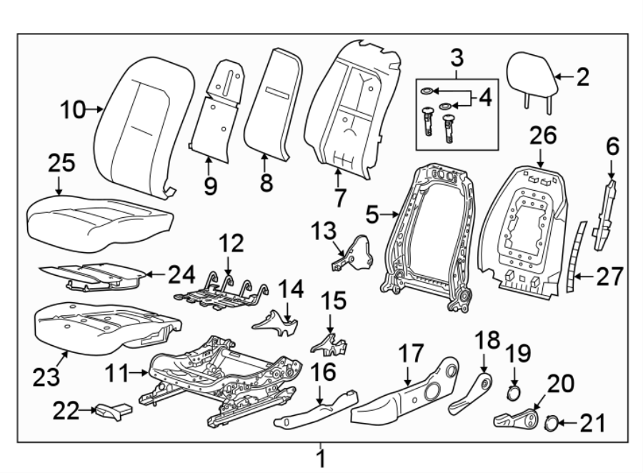 Diagram SEATS & TRACKS. DRIVER SEAT COMPONENTS. for your 2005 Buick Century   