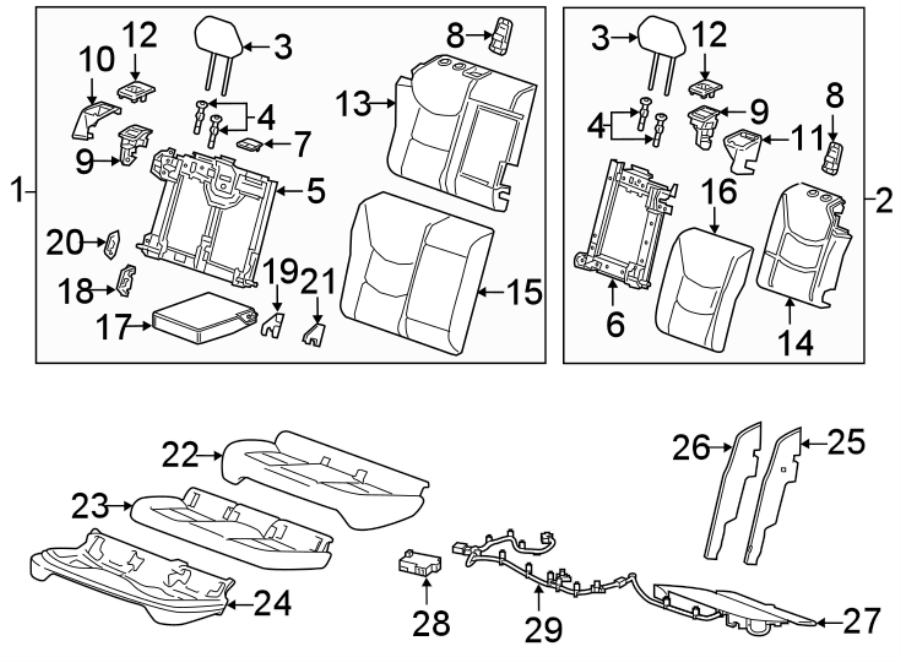 Diagram SEATS & TRACKS. REAR SEAT. for your 2013 Cadillac ATS   