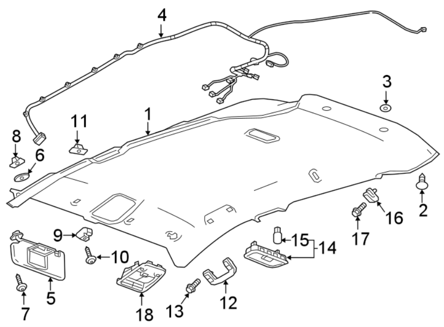 Diagram ROOF. INTERIOR TRIM. for your 2013 Buick Enclave  Base Sport Utility 3.6L V6 A/T AWD 