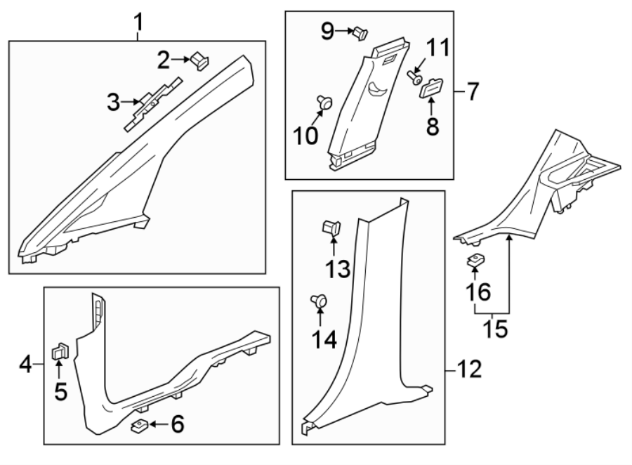 Diagram PILLARS. ROCKER & FLOOR. INTERIOR TRIM. for your 2021 Chevrolet Suburban    