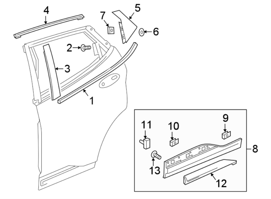 Diagram REAR DOOR. EXTERIOR TRIM. for your Pontiac