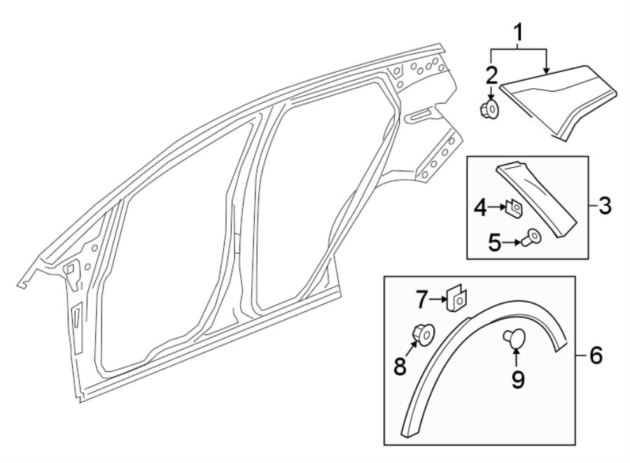 Diagram QUARTER PANEL. EXTERIOR TRIM. for your Chevrolet Bolt EV  