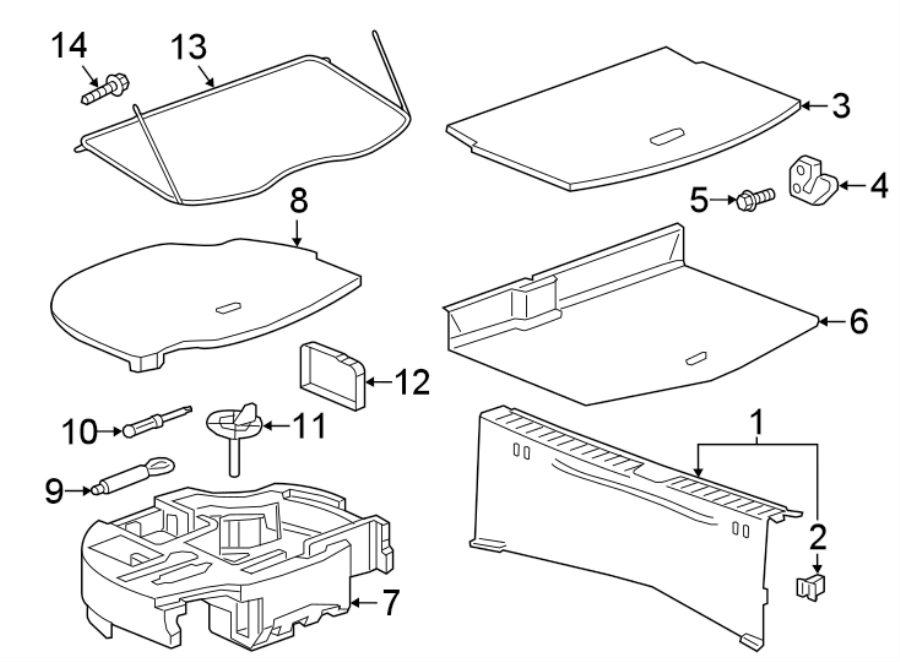 Diagram REAR BODY & FLOOR. INTERIOR TRIM. for your 2018 Chevrolet Suburban  LT Sport Utility  