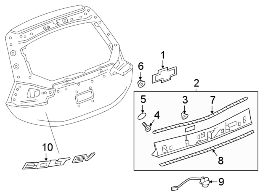 Diagram LIFT GATE. EXTERIOR TRIM. for your 2011 Chevrolet Express 2500   