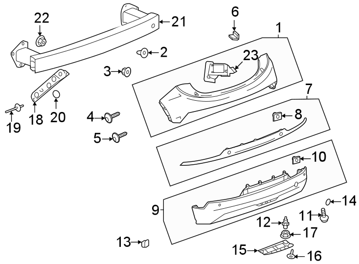 Diagram Rear bumper. Bumper & components. for your 2023 Chevrolet Bolt EV   