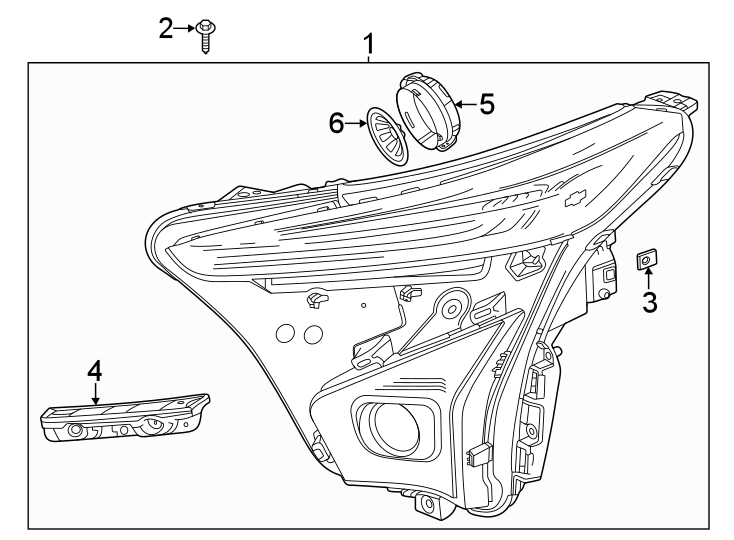 Diagram Front lamps. Headlamp components. for your Chevrolet Bolt EV  