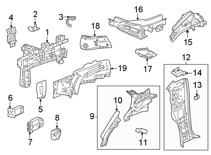 Diagram Fender. Structural components & rails. for your 2012 GMC Sierra 2500 HD 6.6L Duramax V8 DIESEL A/T RWD WT Standard Cab Pickup Fleetside 