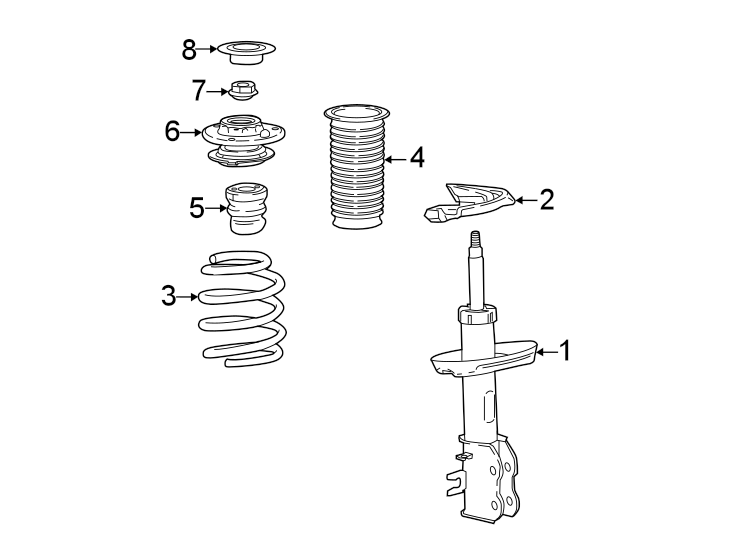 Diagram Front suspension. Struts & components. for your 2023 Chevrolet Equinox  LS Sport Utility 