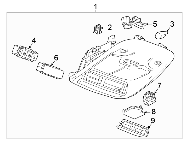 Diagram Overhead console. for your 2021 Cadillac XT4   