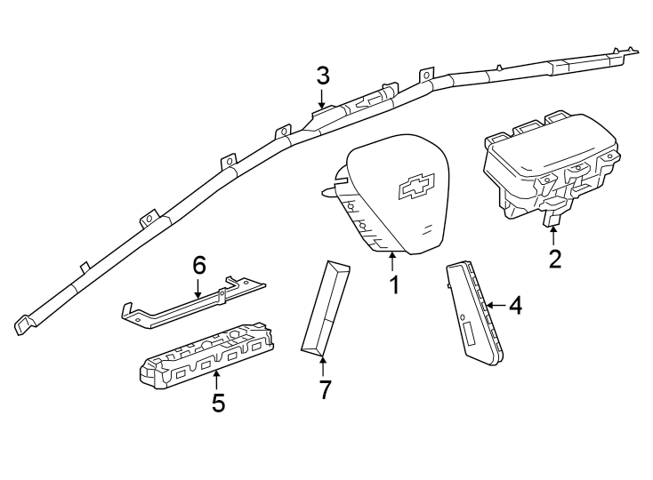 Diagram Restraint systems. Air bag components. for your 2022 Chevrolet Spark 1.4L Ecotec M/T LT Hatchback 