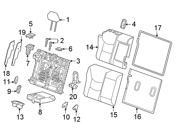 Diagram Seats & tracks. Rear seat. for your 2013 Cadillac ATS Premium Sedan  