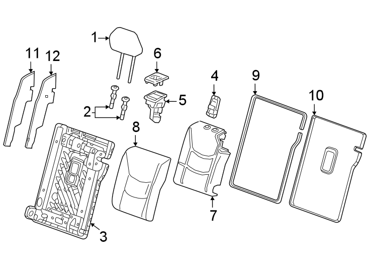 Diagram Seats & tracks. Rear seat. for your 2016 Cadillac ATS Performance Sedan 2.0L Ecotec A/T RWD 